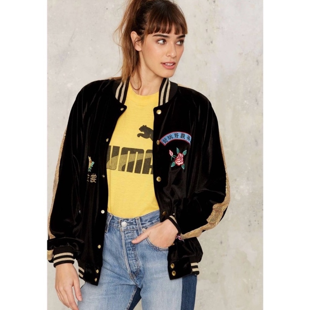 Jaded London Black Velvet Jacket size L